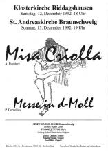 Plakat Riddagshausen/andreaskirche 12./13. Dezember 1992 "Misa Criolla - Cornelius Messe in d-Moll"