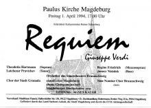 Plakat Magdeburg Paulus Kirche am 1. April 1994 "Verdi Requiem"