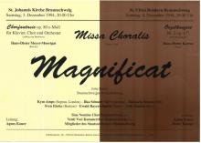 Plakat Ulrici/Johannis 3./4.1994 "Liszt Missa Choralis - Rutter Magnificat"