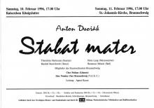 Plakat Königslutter/Braunschweig am 10./11. Februar 1996 "Dvorak Stabat mater"