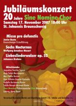 Plakat St. Johannis 17. November 2007 "Jubiläumskonzert 20 Jahre"